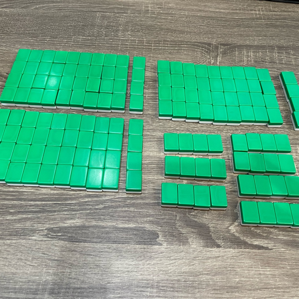 Mah Jong set. 148 green and white tiles. Travel size set, no racks.